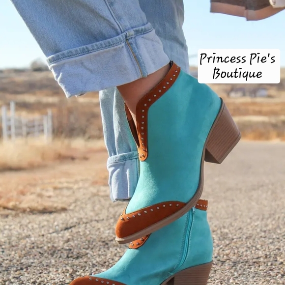 Princess Pie's Boutique Shoes - Turquoise and Brown Women's Boots